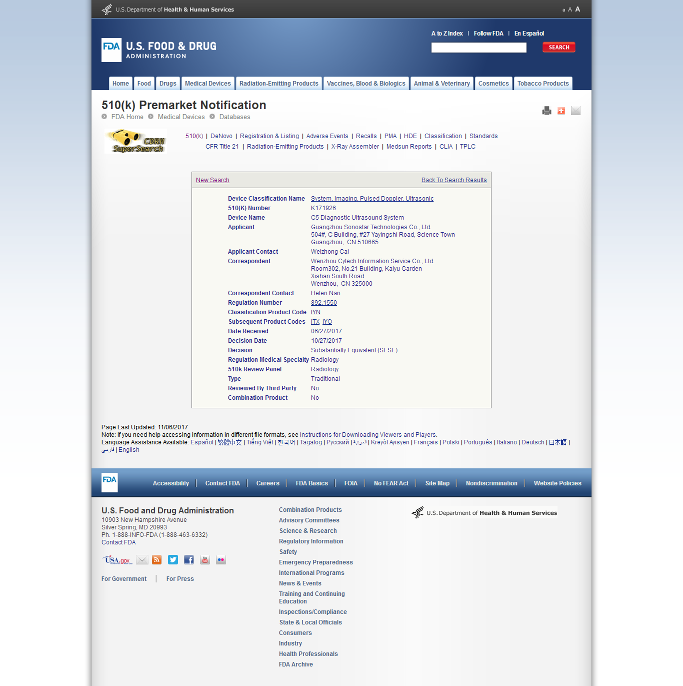 Sonostar Got 510K of Color Doppler from FDA